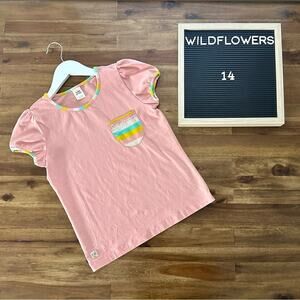 Wildflowers Daydream Believer Tee Shirt Pink Orange Yellow Green Knit 14